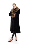Faux Fur Coat with Cheetah Print Details