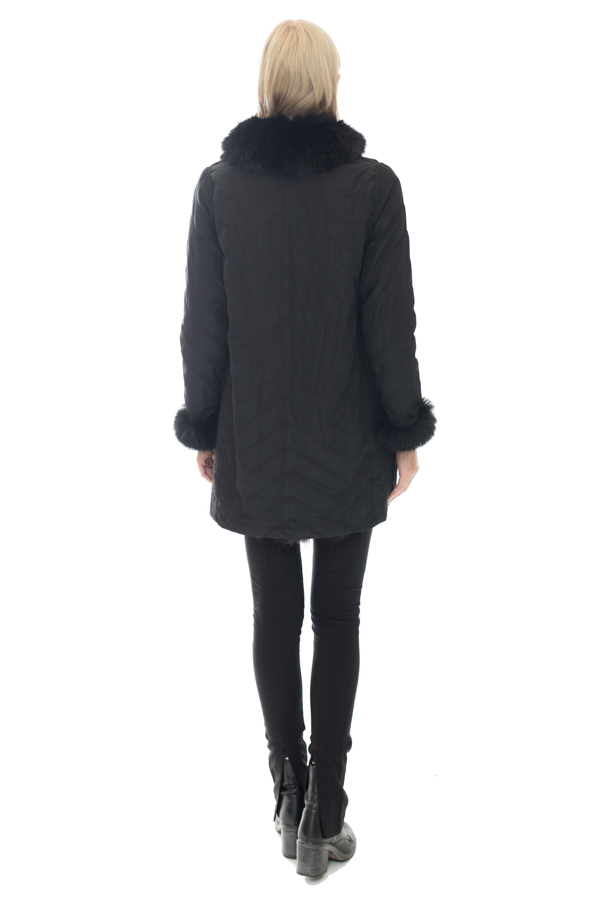 ALPINE - Reversible Fur Coat with Herringbone Layers