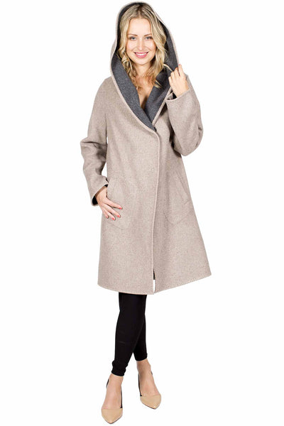 Wool Blend Coat with Oversized Hood