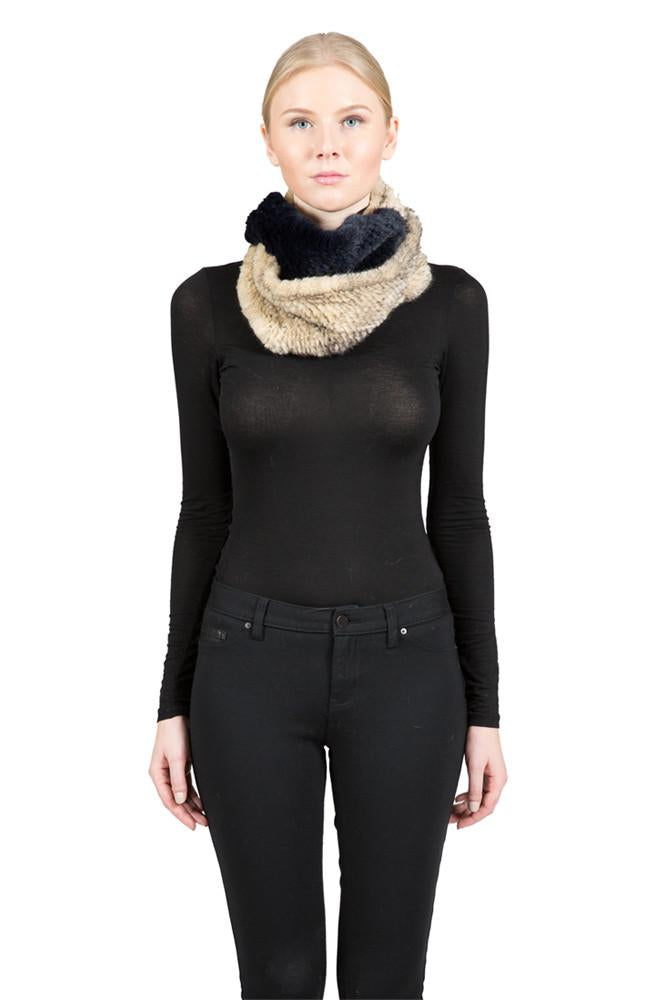 ELIZA - Knitted Mink Two-Tone Infinity Scarf