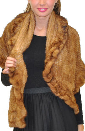 RYDE - Knitted Mink Wrap with Ruffles