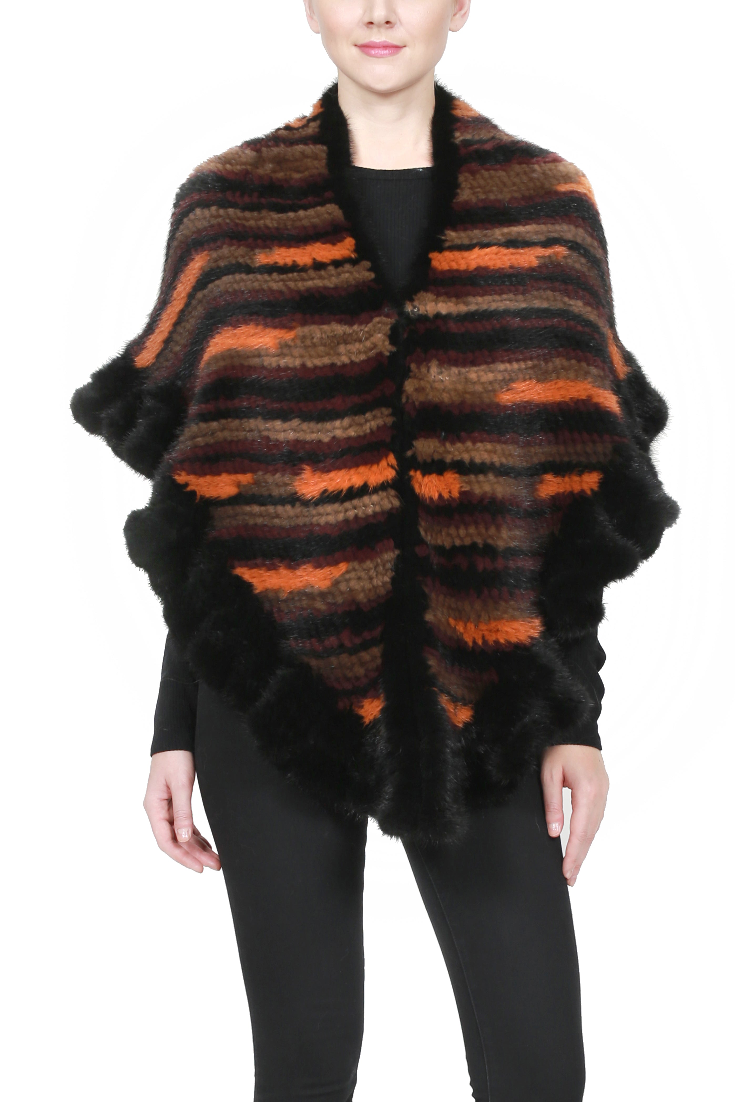 BARUUN - Knitted Mink Shrug with Multicolor Details