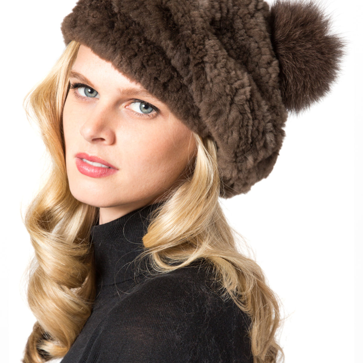 SCOOP Brand beanie with genuine fur pompom Show Off Cable Knit Pom Beanie – Storm Creek main image 3