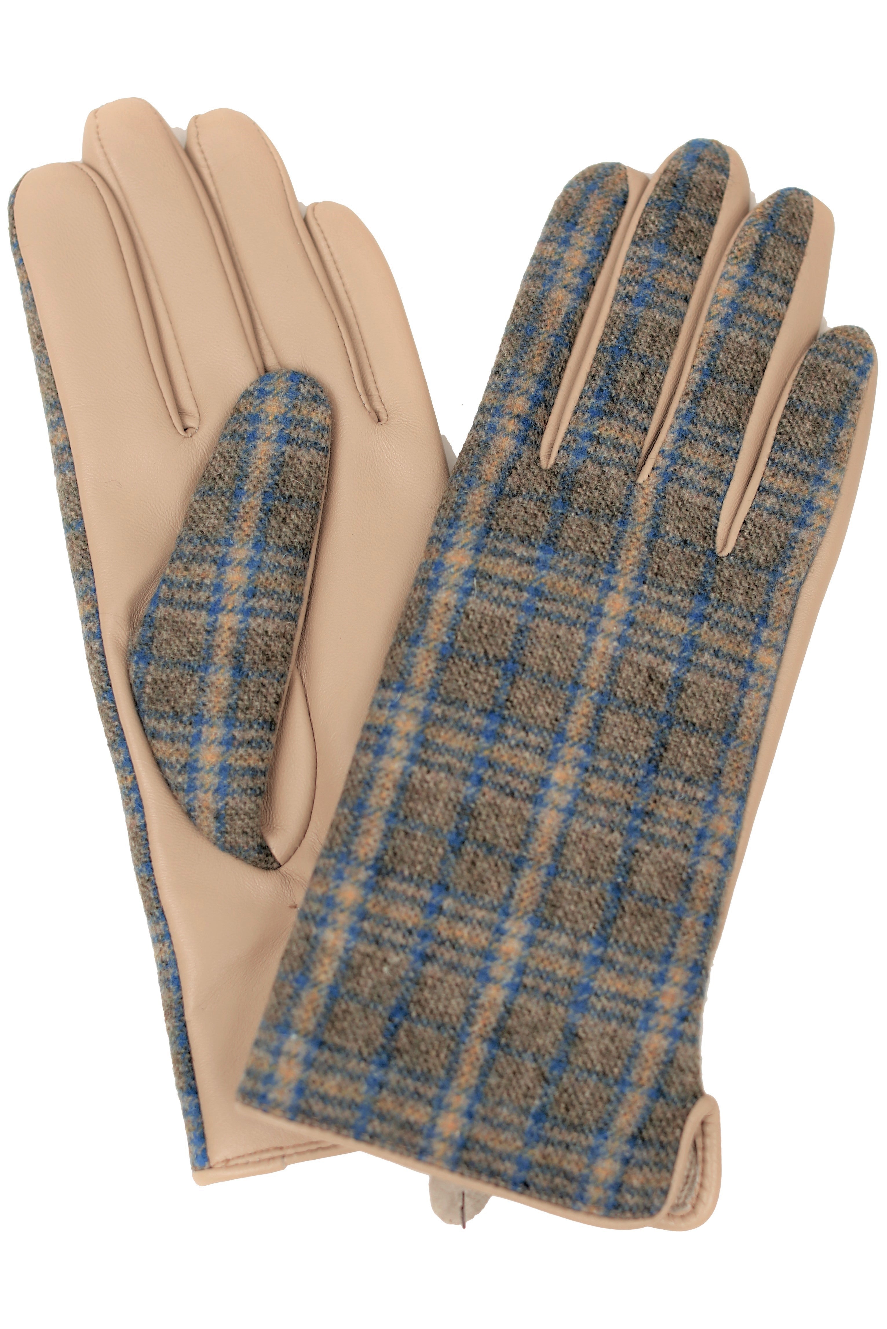 ORCADES - Plaid Print Leather Gloves