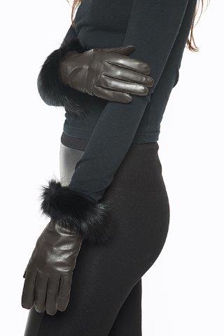 TULA - Short Leather Gloves with Fox Trim