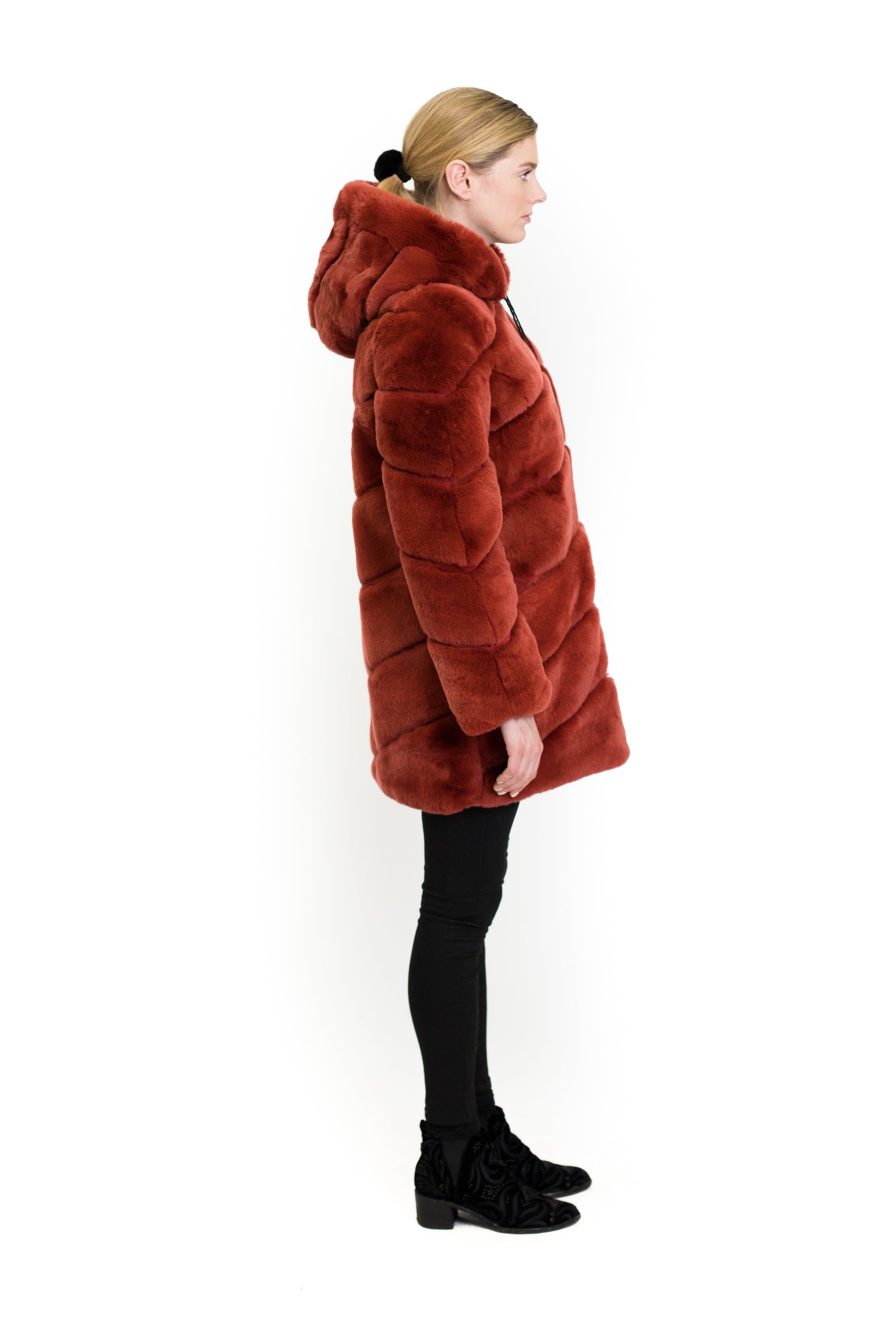 Dkny Women's Long Faux Fur Hooded Coat in Brown Size Xs 100% Polyester