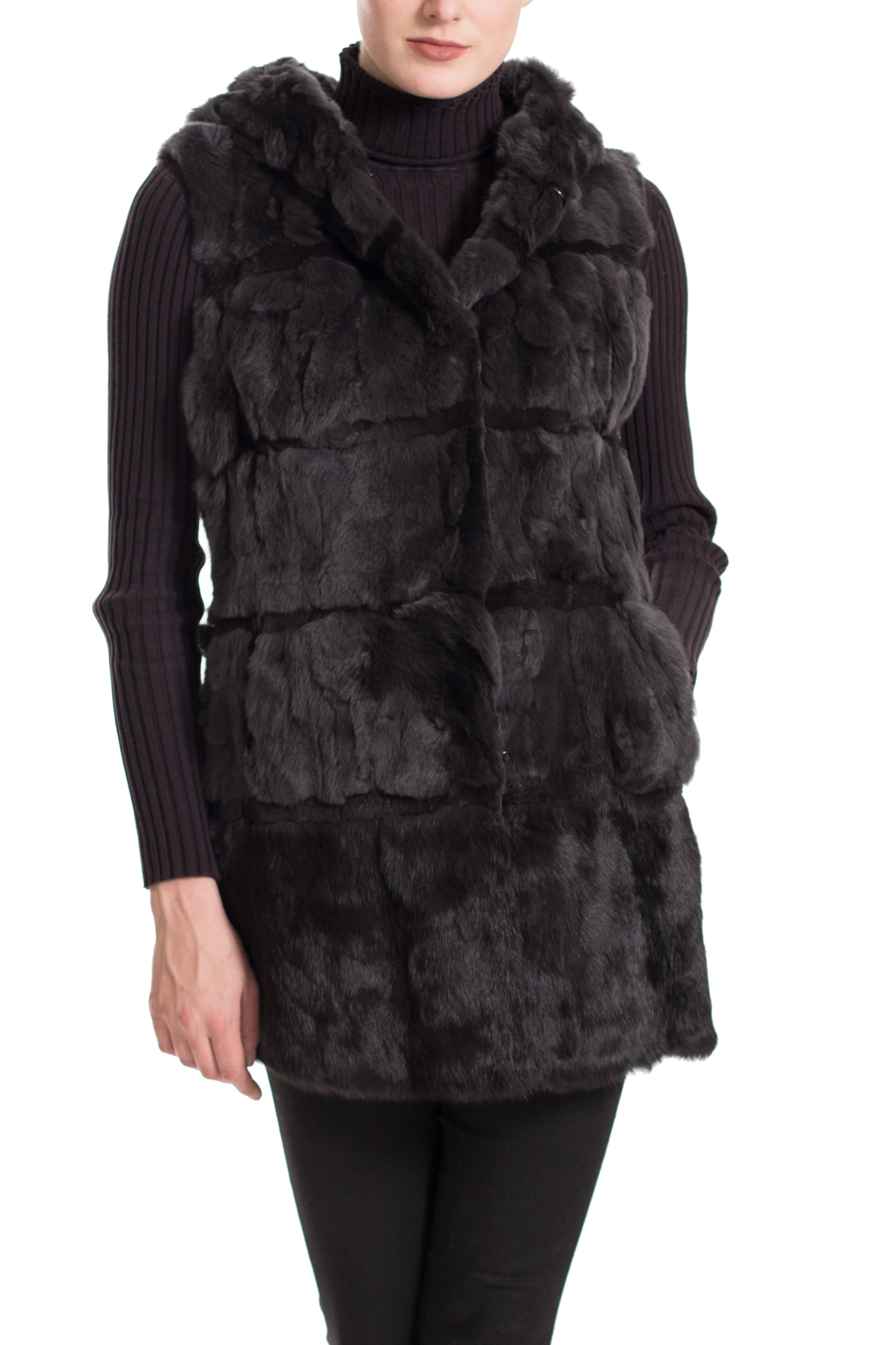 KALISPELL - Fur Vest with Panels and Hood