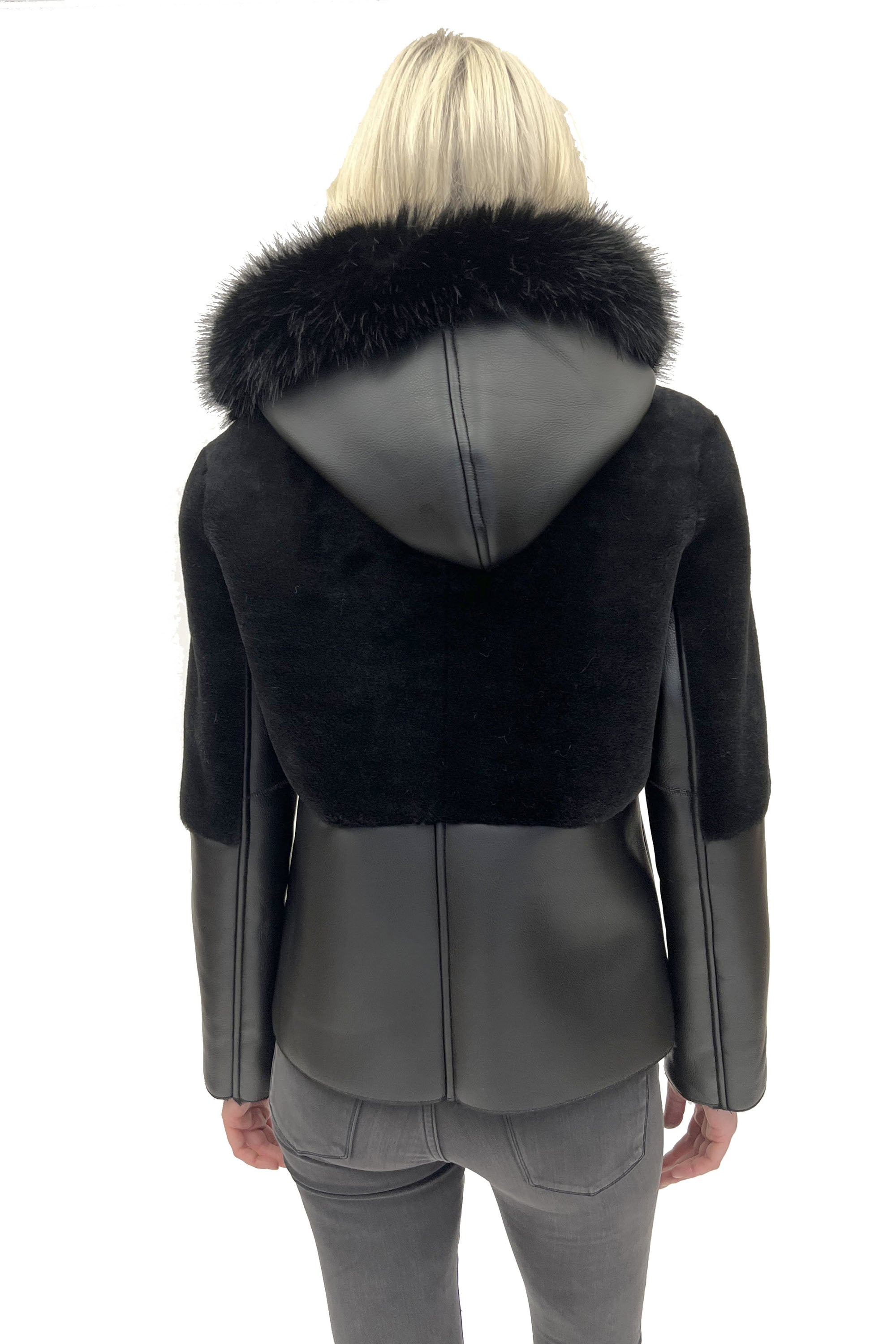 DUMONT - Vegan Leather Jacket with Fur Hood