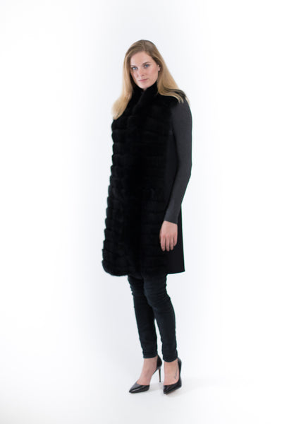 Wool Vest with Faux Fur Front Panel
