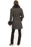 Wool Wrap Coat with Oversized Fox Collar and Cuffs