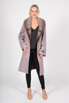 100% Cashmere Wrap Coat with Mink Collar