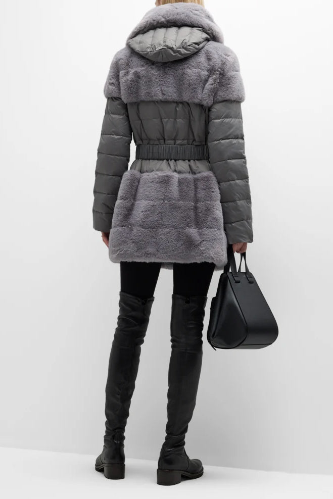 ERIKA - Faux Fur Belted Down Jacket