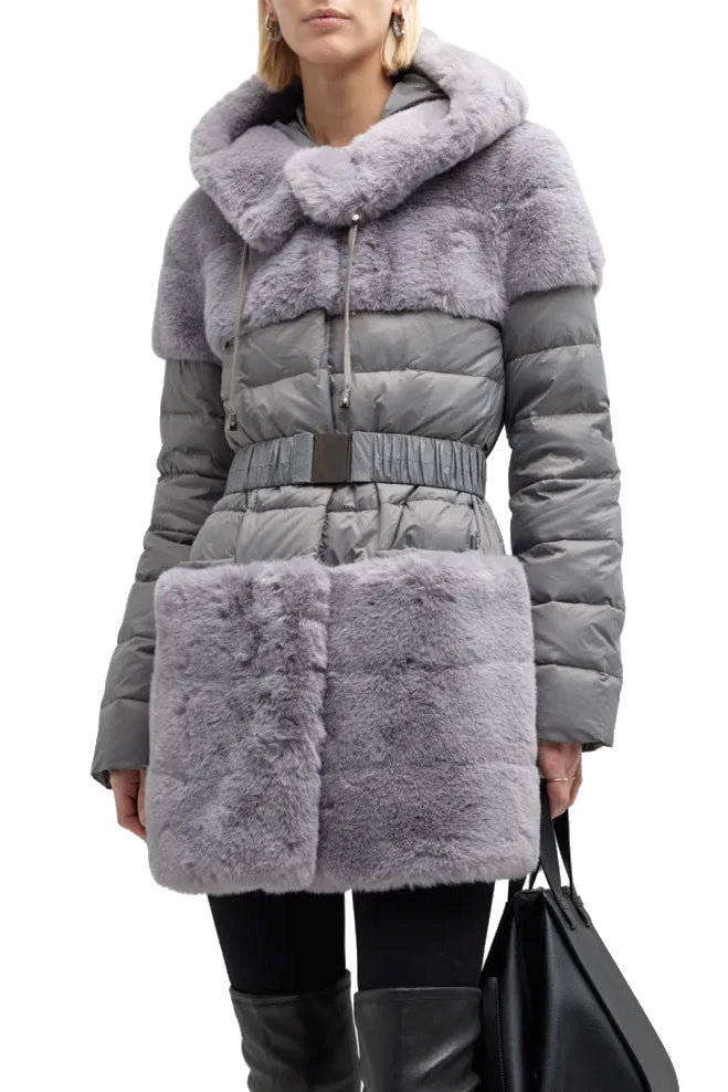 ERIKA - Faux Fur Belted Down Jacket