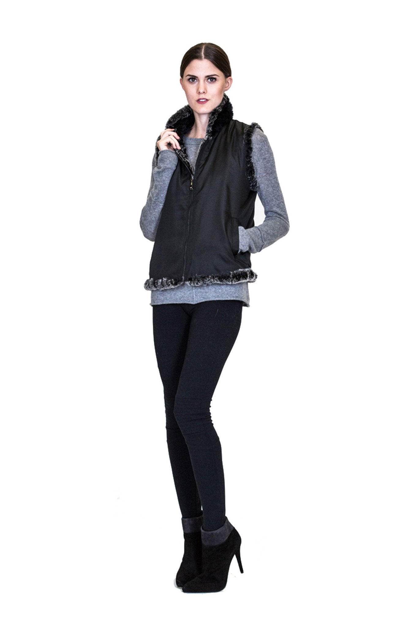 WATERLOO - Reversible Knitted Rex Rabbit Vest