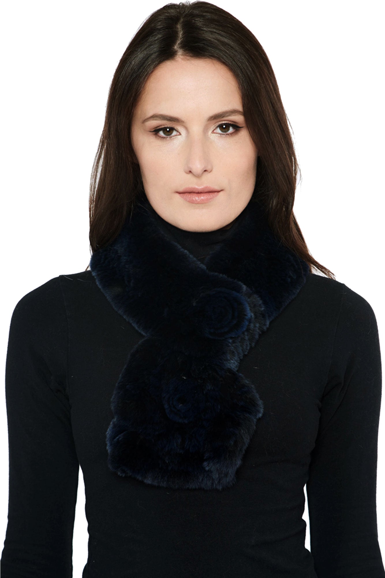 Rosette Rabbit Fur Scarf