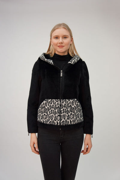 Jacket with Leopard Print Detail