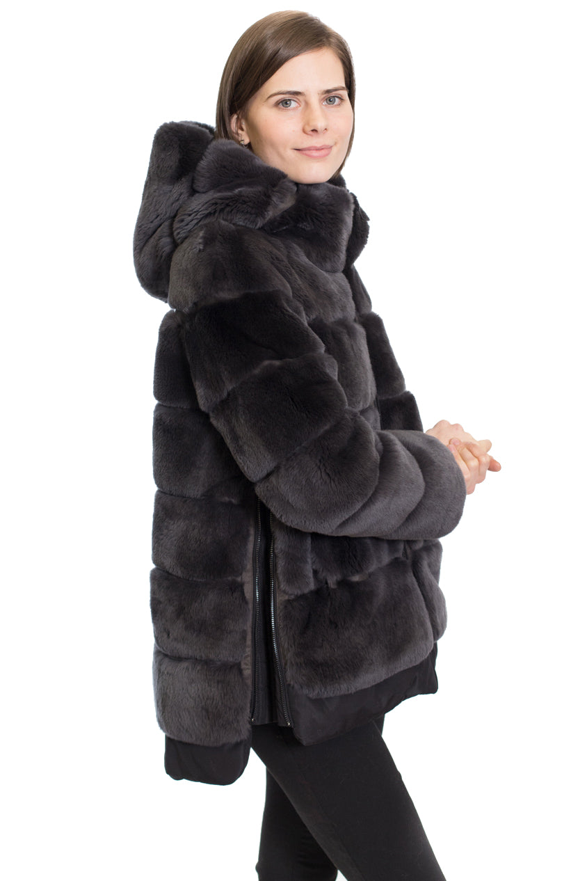 MIRNY - Fur Coat with Wide Collar and Hood